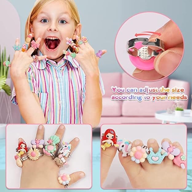 Adjustable Ring Set For Girls- Pack of 36